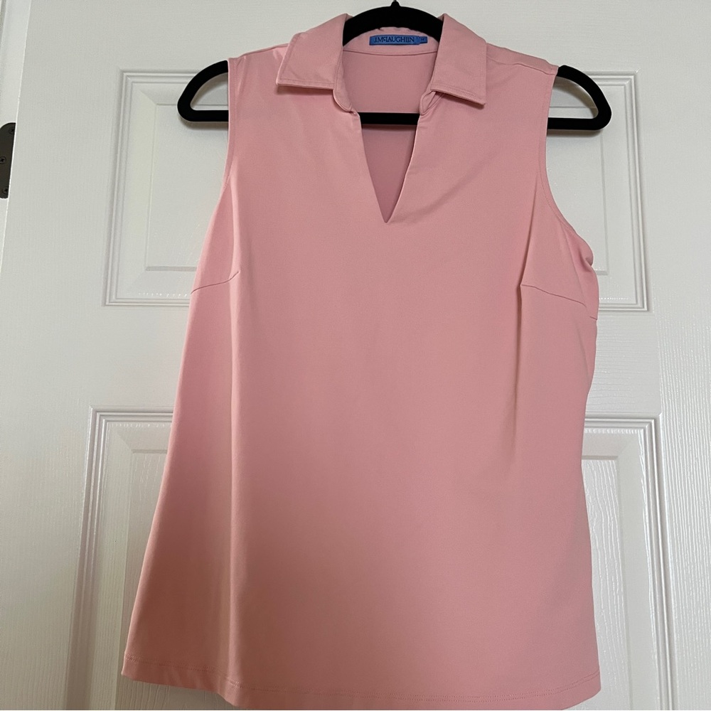 J. McLaughlin Pink Sleeveless Blouse with Notched Collar
